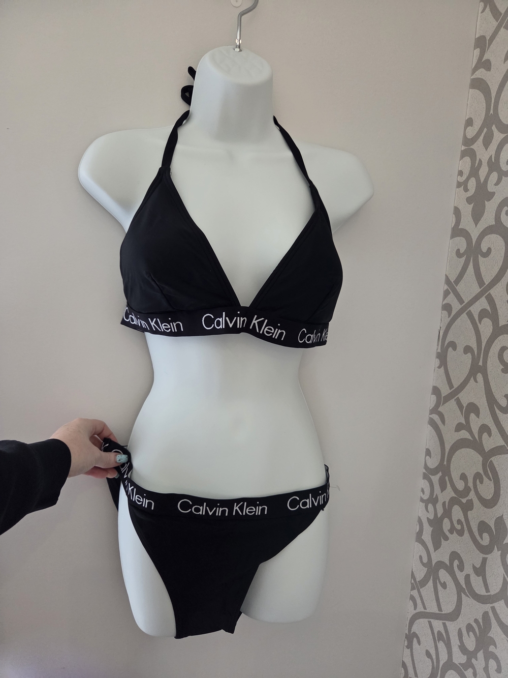 Calvin Klein Black Logo Halter Triangle Bikini